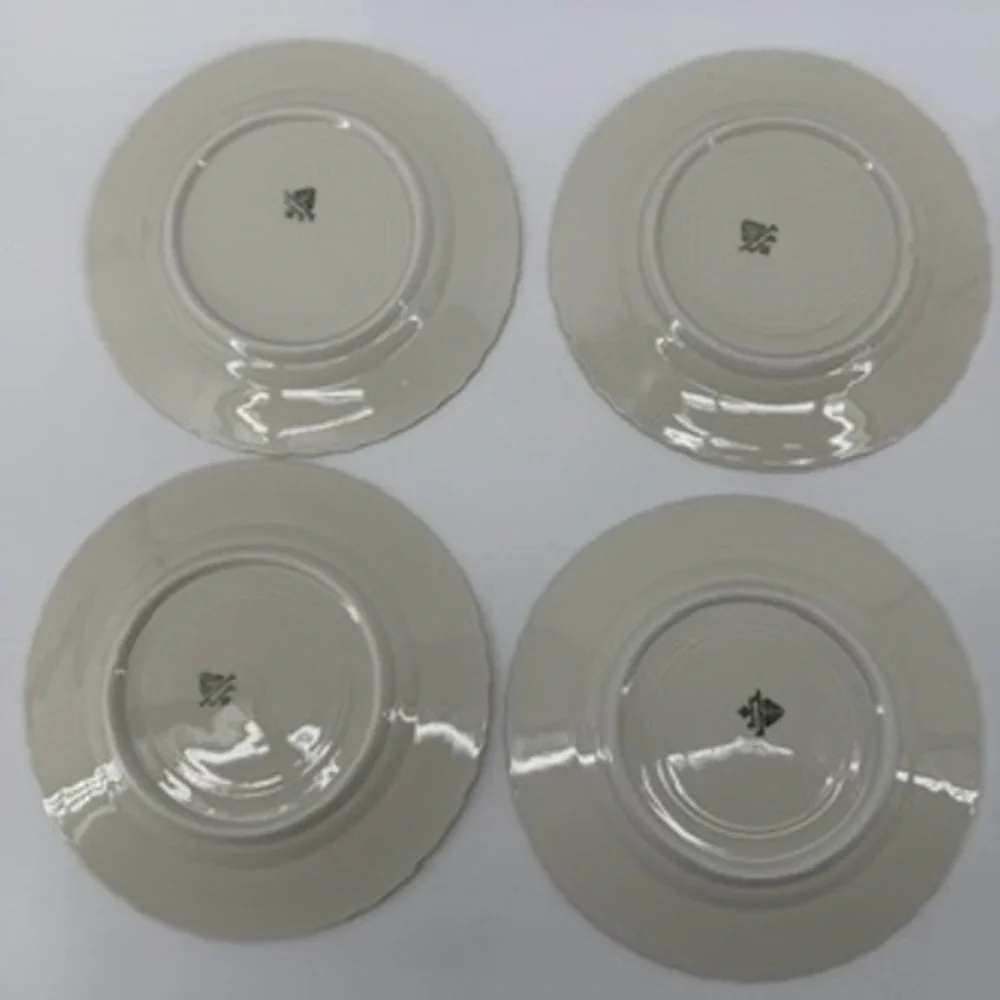 Vintage Bavaria Sonnenporzellan D&R Weiden Stadt Gold Trim Plates Set of 4 7.5in